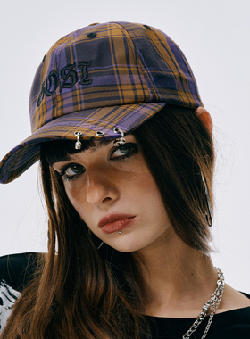 GOST复古格纹朋克金属环棒球帽美式运动鸭舌帽户外防晒遮阳帽潮牌