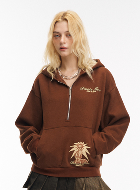 GOST趣味小马拉链美拉德连帽卫衣外套百搭复古帽衫