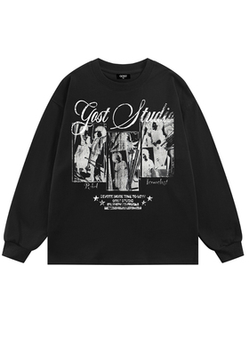 GOST潮牌百搭基础朋克剪影人物休闲T恤打底长袖