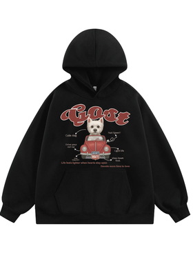 GOST潮牌车载狗狗连帽卫衣外套休闲宽松情侣款帽衫