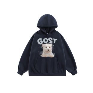 珍珠项链狗狗连帽卫衣百搭宽松情侣帽衫 王琳凯同款 GOST