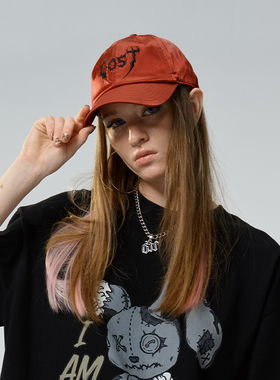 GOST 刺绣LOGO绸缎棒球帽 复古辣妹亚文化朋克摇滚鸭舌帽子