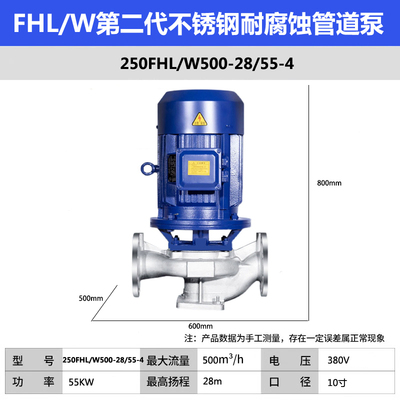 FHL/W卧式不锈钢管道泵二新型离心泵热水循环管道加压380V水泵