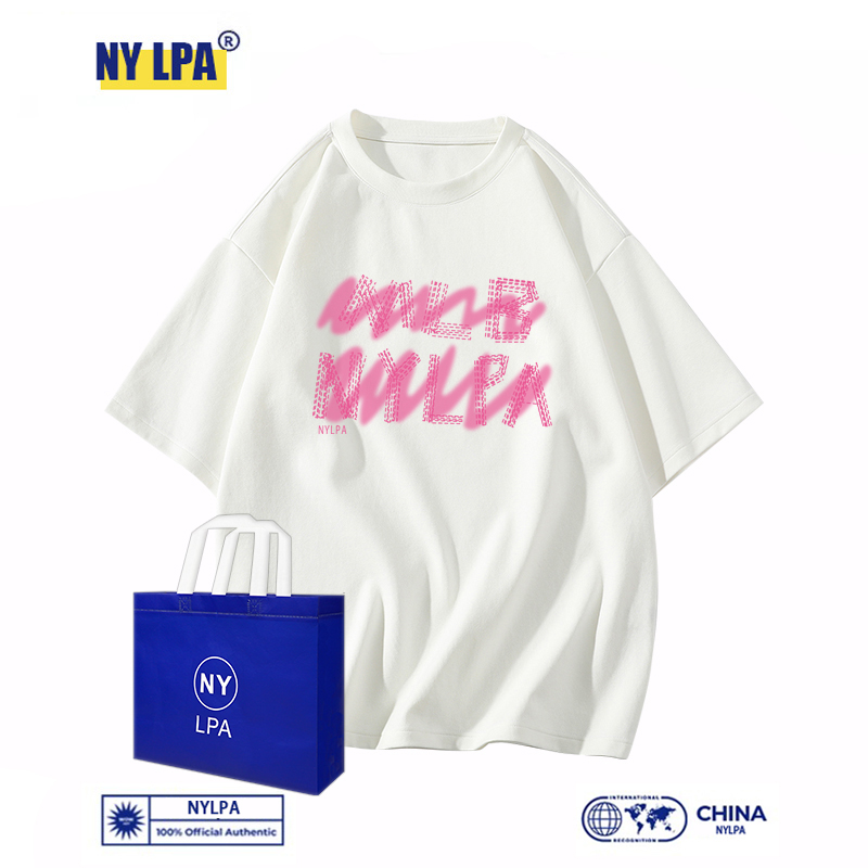 NYLPA纯棉白色短袖t恤男爆款重磅美式情侣夏季宽松百搭女体恤上衣