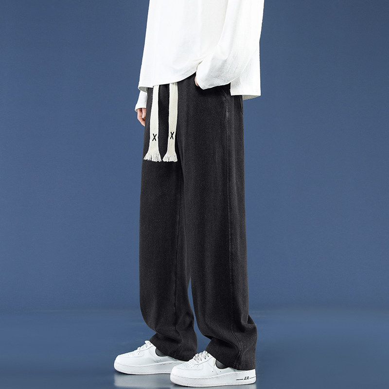 牛仔裤男春秋款2024新款夏季宽松直筒长裤男生工装复古休闲裤子男