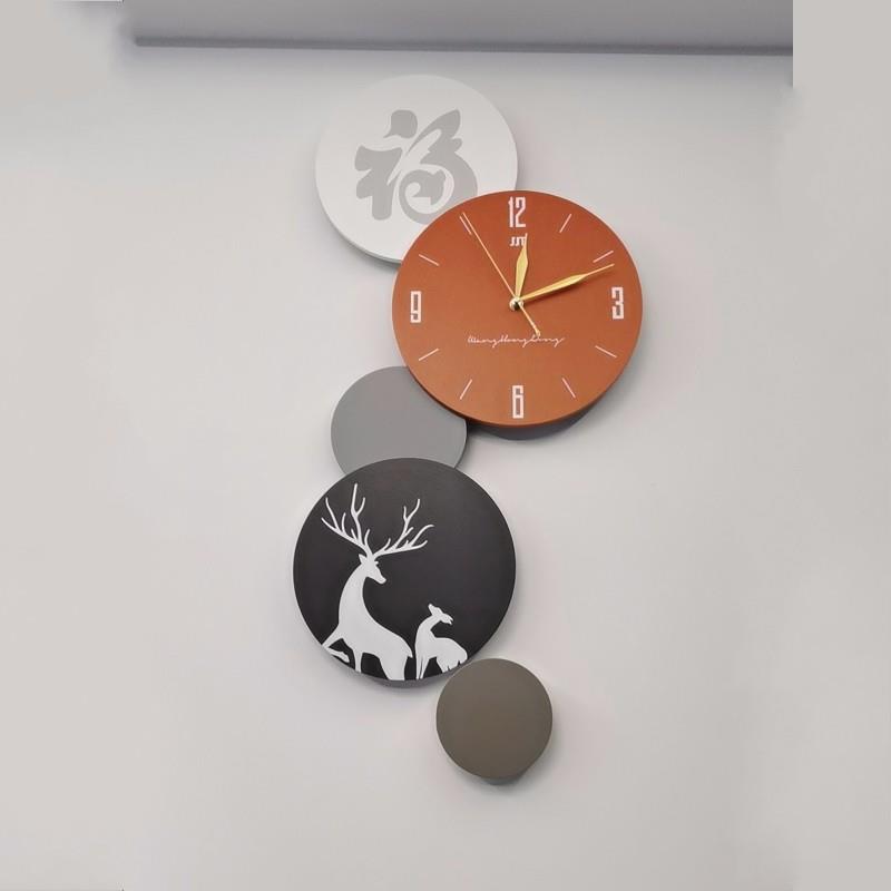网红创意奶咖挂钟 现代简约电视背景墙装饰钟表 时尚客厅静音时钟