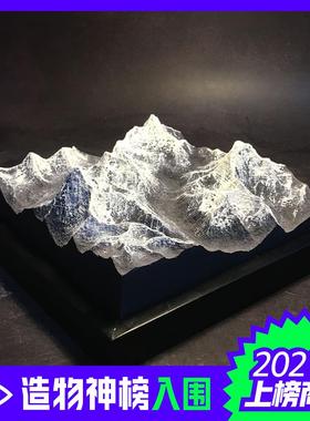 冬官手作 稻城亚丁三神山 水泥雪山高山山峰模型摆件扩香石名山