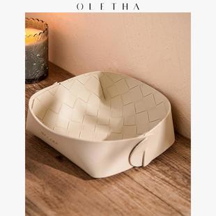 客厅卧室收纳 OLETHA轻奢玄关钥匙收纳盒化妆品护肤品收纳托盘欧式