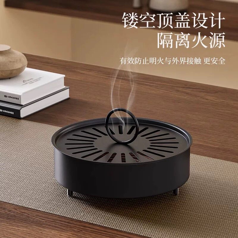 蚊香盘托防火防烫蚊香盒带盖安全户外露营放蚊香架檀香接灰蚊香炉