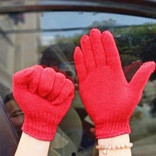 5双红色手套大红劳保棉纱工作防护修车园艺搬家喜事尼龙手套男女