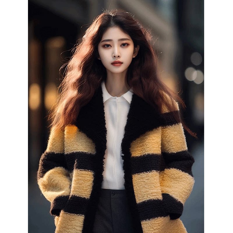 黄色条纹外套小个子高级
