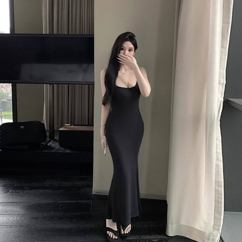 欧美风女装辣妹吊带修身连衣裙夏季紧身裙子纯欲风显瘦鱼尾长裙