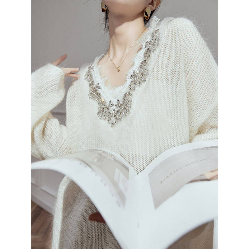 毛衣春季慵懒风白色高级感设计感今年流行独特别致上衣