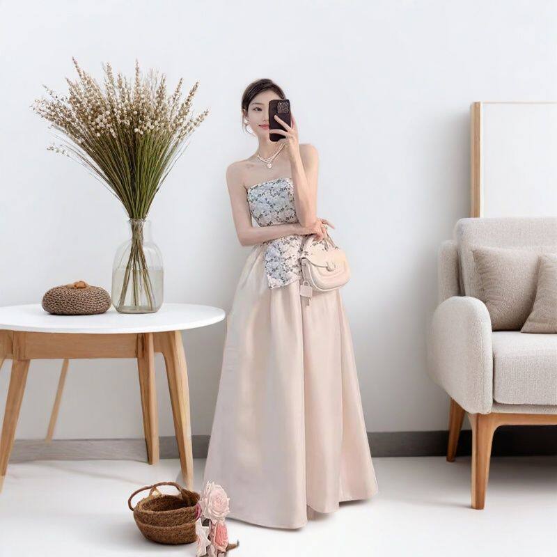 御姐炸街时尚套装女夏2025新款减龄轻奢印花抹胸半身裙子两件套