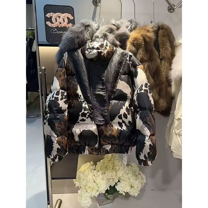 豹纹羽绒服2025新款超好