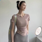 新款 Y0NEX羽毛球服女短袖 V领紧身速干网球透气跑步T恤瑜伽运动