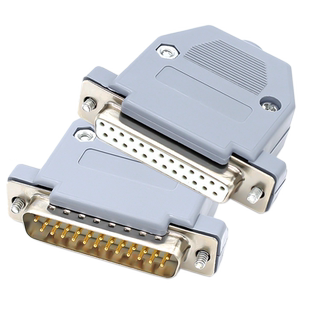 工业级实心针DB25公头母头 25针镀金连接器 25针并口头插头塑胶壳