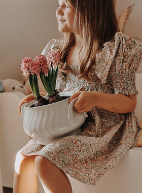 Let's Chill儿童夏季碎花连衣裙公主裙翻领泡泡袖田园森女长裙