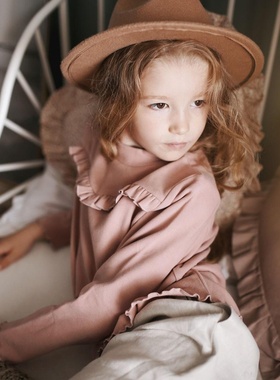 Let's Chill AW女童木耳中领甜美优雅休闲简约大方长袖打底衫上衣