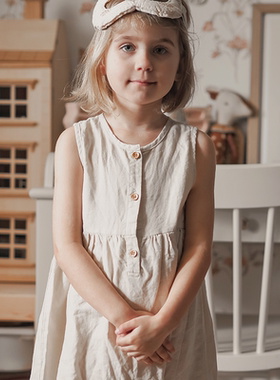 Let's Chill女童棉麻背心式无袖连衣裙舒适休休闲柔软森女系长裙