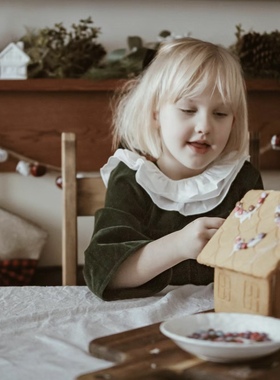 Let's Chill 秋冬节日丝绒公主风长裙优雅气质拼接连衣裙