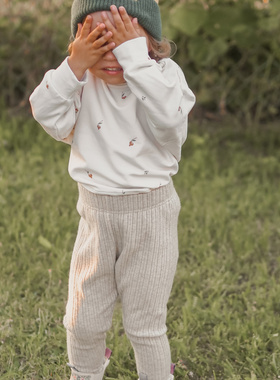 Let's Chill  AW儿童基坑条打底裤竖条纹麻花休闲舒适裤子下装