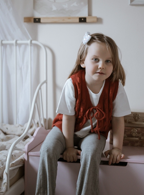 Let's Chill儿童小花苞马甲立体针织工艺纯棉清新森女百搭背心