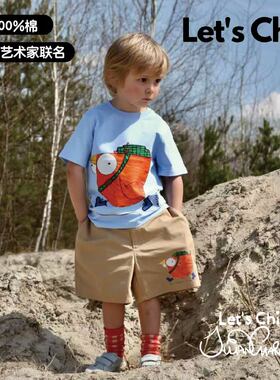 Let's Chill英国艺术家联名款 纯棉版型好简约大气印花休闲裤