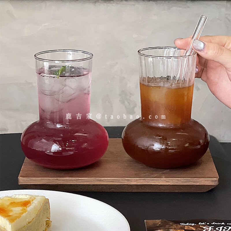 条纹花瓶造型杯创意ins风耐热