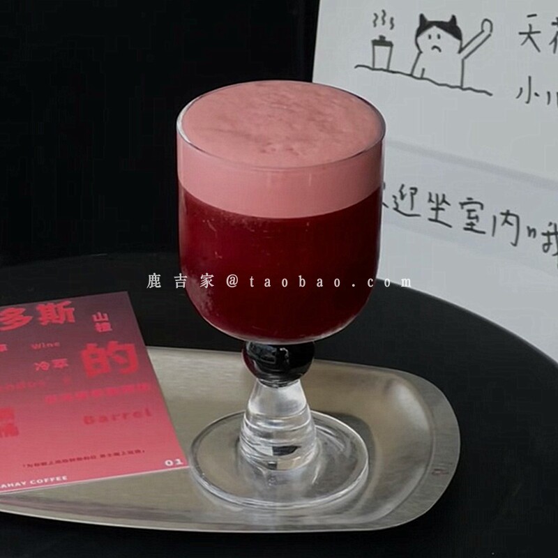 高颜值中古ins黑色珠点高脚杯