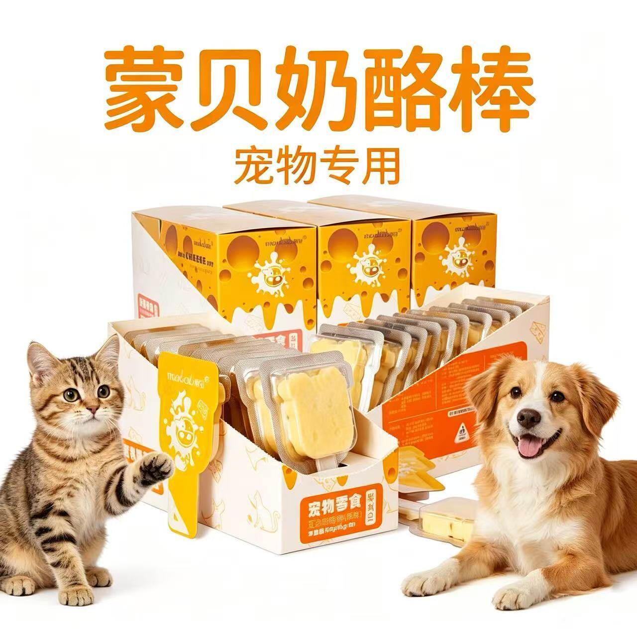 蒙贝奶酪棒猫狗专用互动整盒含钙加果粒猫咪狗狗零食芝士奶酪冻干