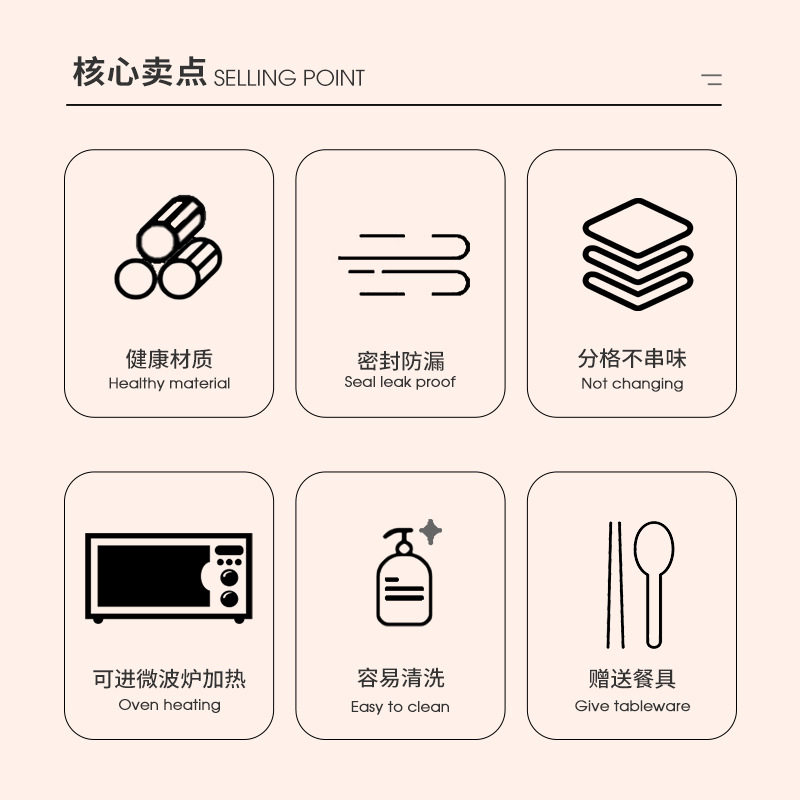 饭盒日式塑料便当盒密封成人学生分格午餐盒简约礼品
