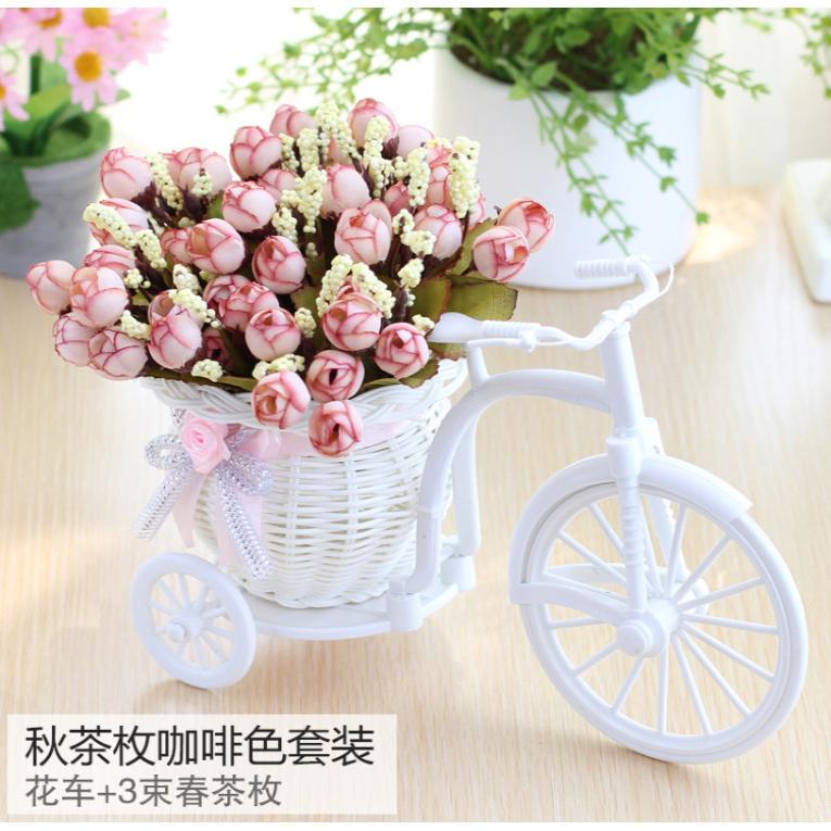 供应桌面摆放仿真花大轮车花玫瑰盆景假花摆件婚庆布景装饰花