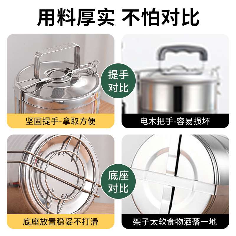 国盛多层不锈钢双层保温提篮/食格/提锅户外学生饭盒直销