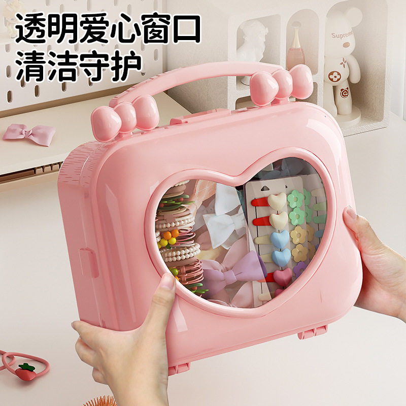 儿童发饰头饰橡皮筋手提大容量收纳盒2024新款女生咕卡手账收纳箱