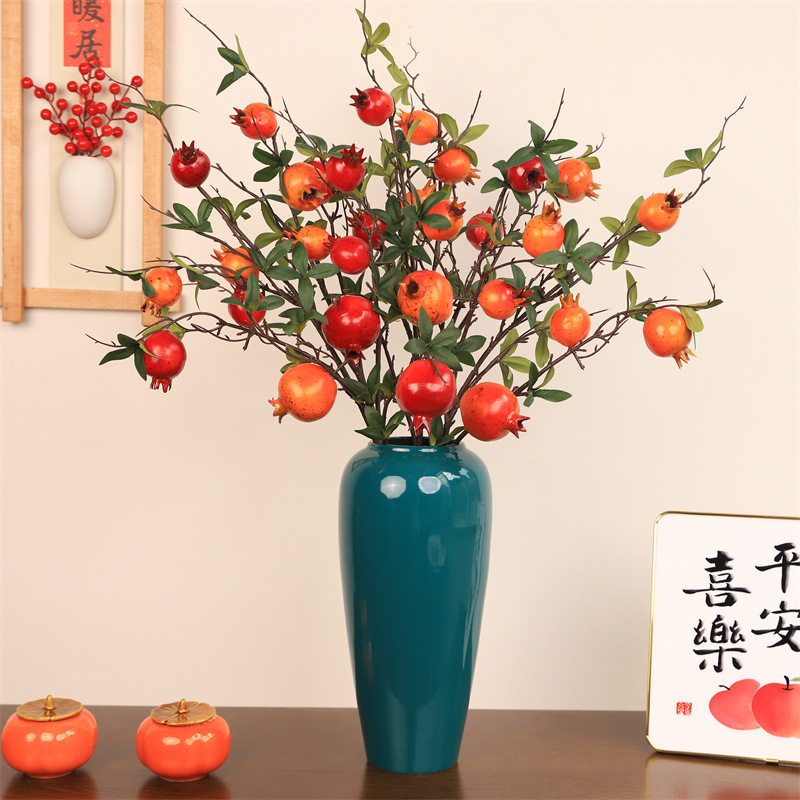 6头石榴果仿真花装饰摆件