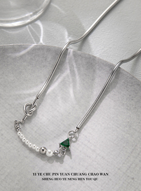 一页出品！韩版时尚冷淡风领结项链百搭女饰品简约气质吊坠锁骨链