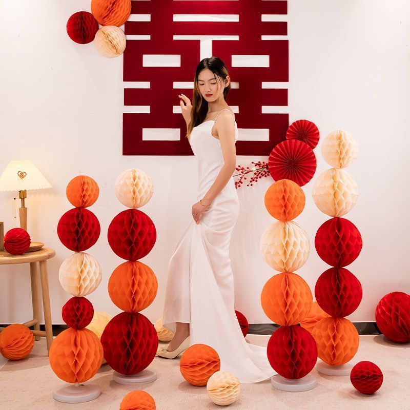 蜂窝球立柱结婚纸灯笼婚