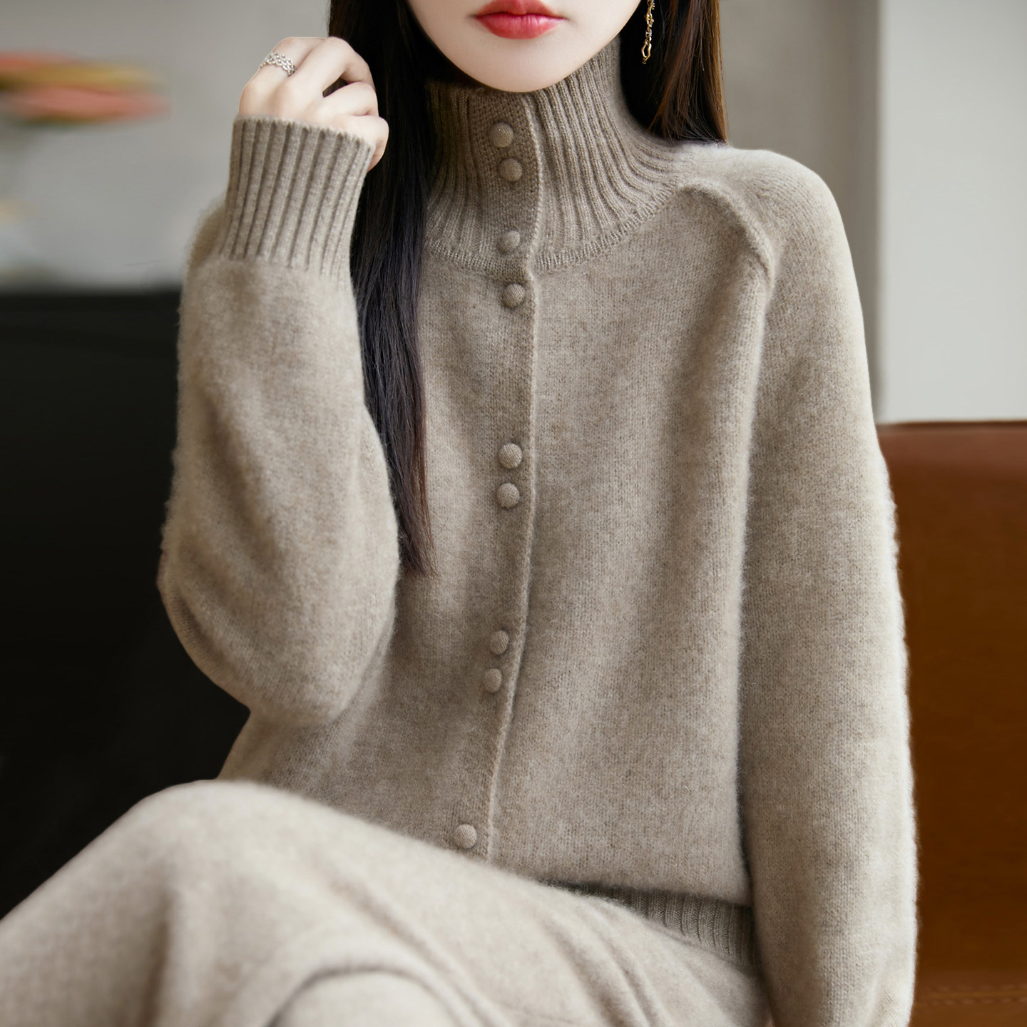 2026新款纯色高领秋季大码针织打底衫女洋气中老年女装上衣毛衣