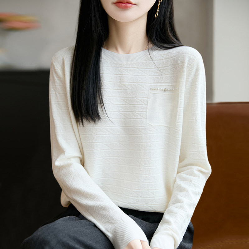早秋纹理针织打底衫女2025新款春秋内搭上衣洋气大码女装秋冬毛衣