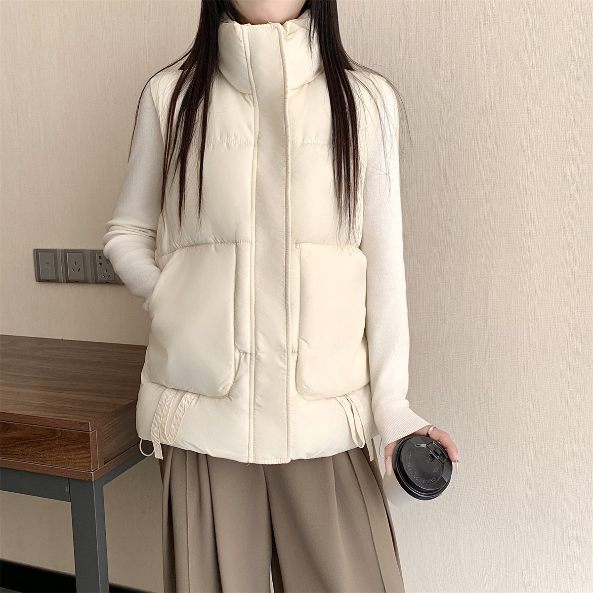 超好看减龄 胖mm大码棉服马甲秋冬女新款百搭叠穿立领坎肩外穿608