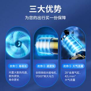 电动打气筒汽车轮胎车用三脚架警示牌 铁将军车载无线充气泵便携式