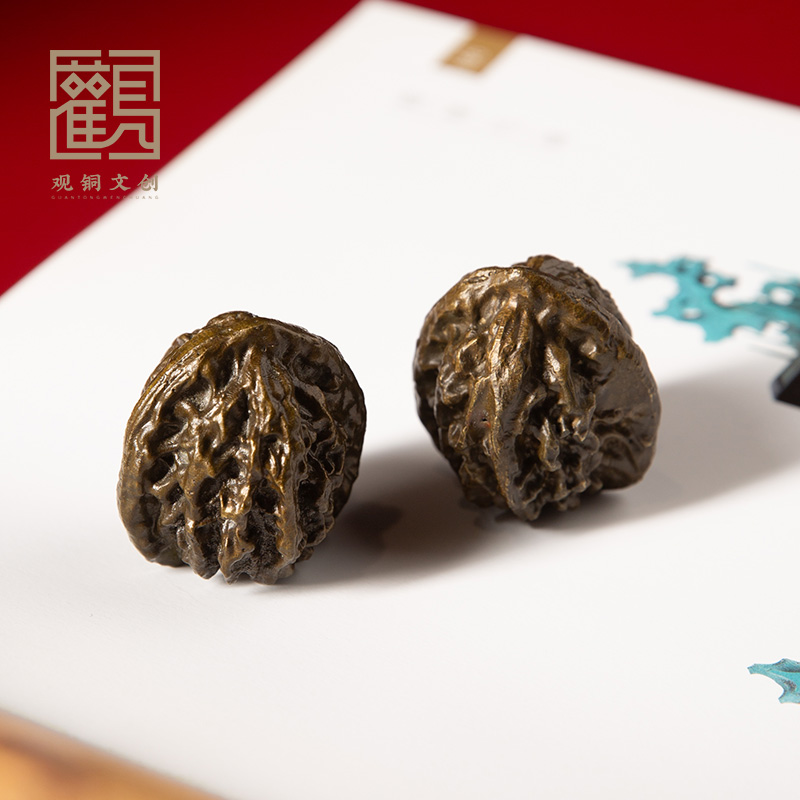 黄铜核桃文玩手把件男士随身把玩高档装饰礼品摆件送长辈送领导