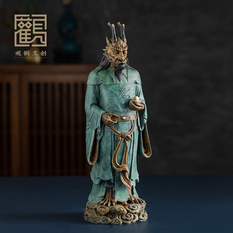 黄铜东海龙王四海龙王爷像体吉祥铜摆件家居客厅办公室装饰品礼物