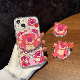 可爱草莓熊适用三星s25edge手机壳s24fe a34亚克力a36透明a52硬壳a55 s23ultra日韩a06卡通a17磁吸支架a23新款