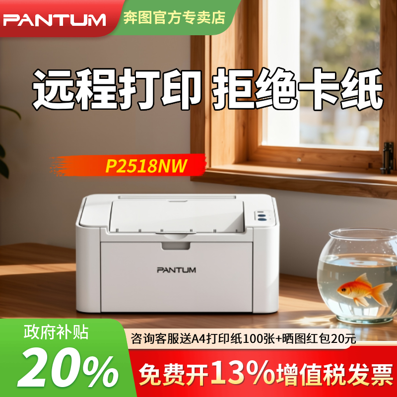 不卡纸奔图P2518NW办公家用