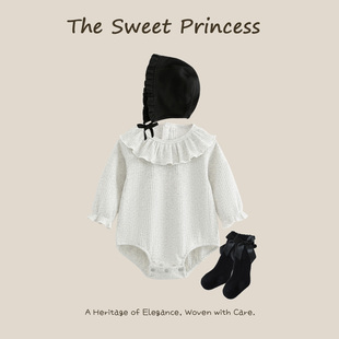 简约气质婴儿包屁衣春秋冬打底女孩宝宝公主满月百天连体哈衣套装