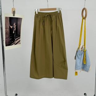 时尚 新款 松紧腰半身裙2QFAN5B9236K 25SS豆蔻绿简约半裙夏季 右设
