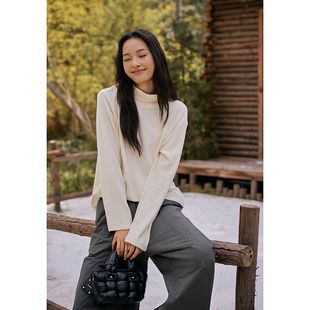 休闲宽松百搭纯色长袖 新款 日常 25SS德绒高领打底2025冬季 右设