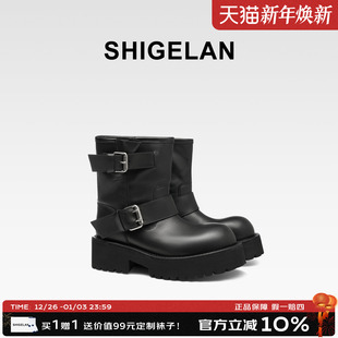 诗歌兰2025秋冬英伦风骑士靴厚底增高马丁靴女靴短靴舒适百搭靴子